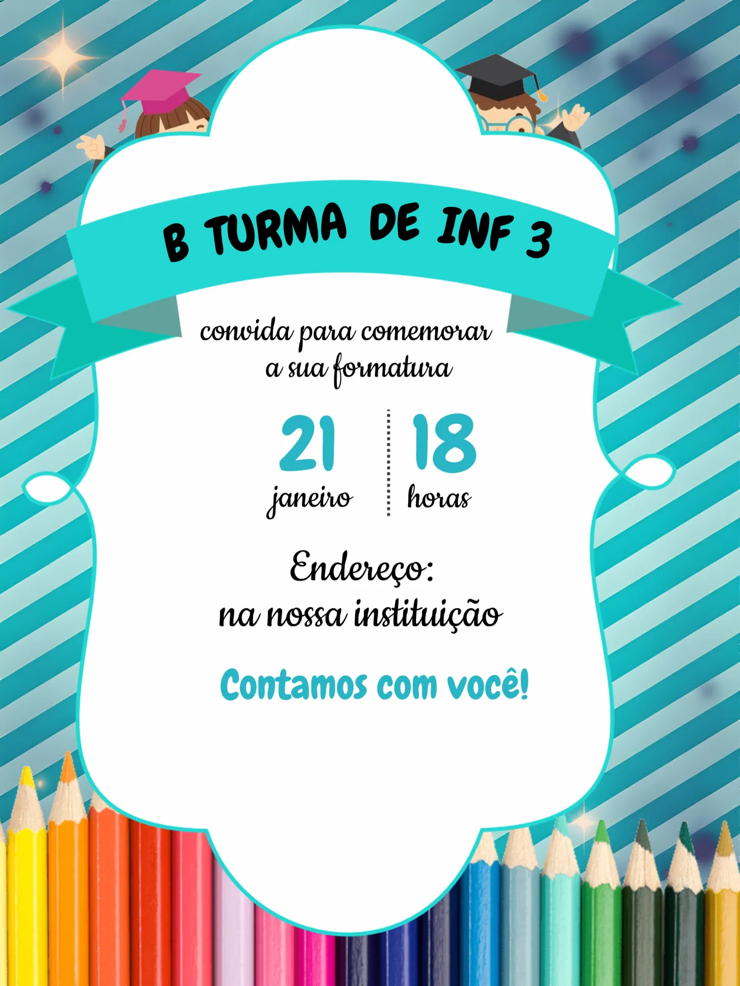 Convite Formatura Infantil Formandos para formatura