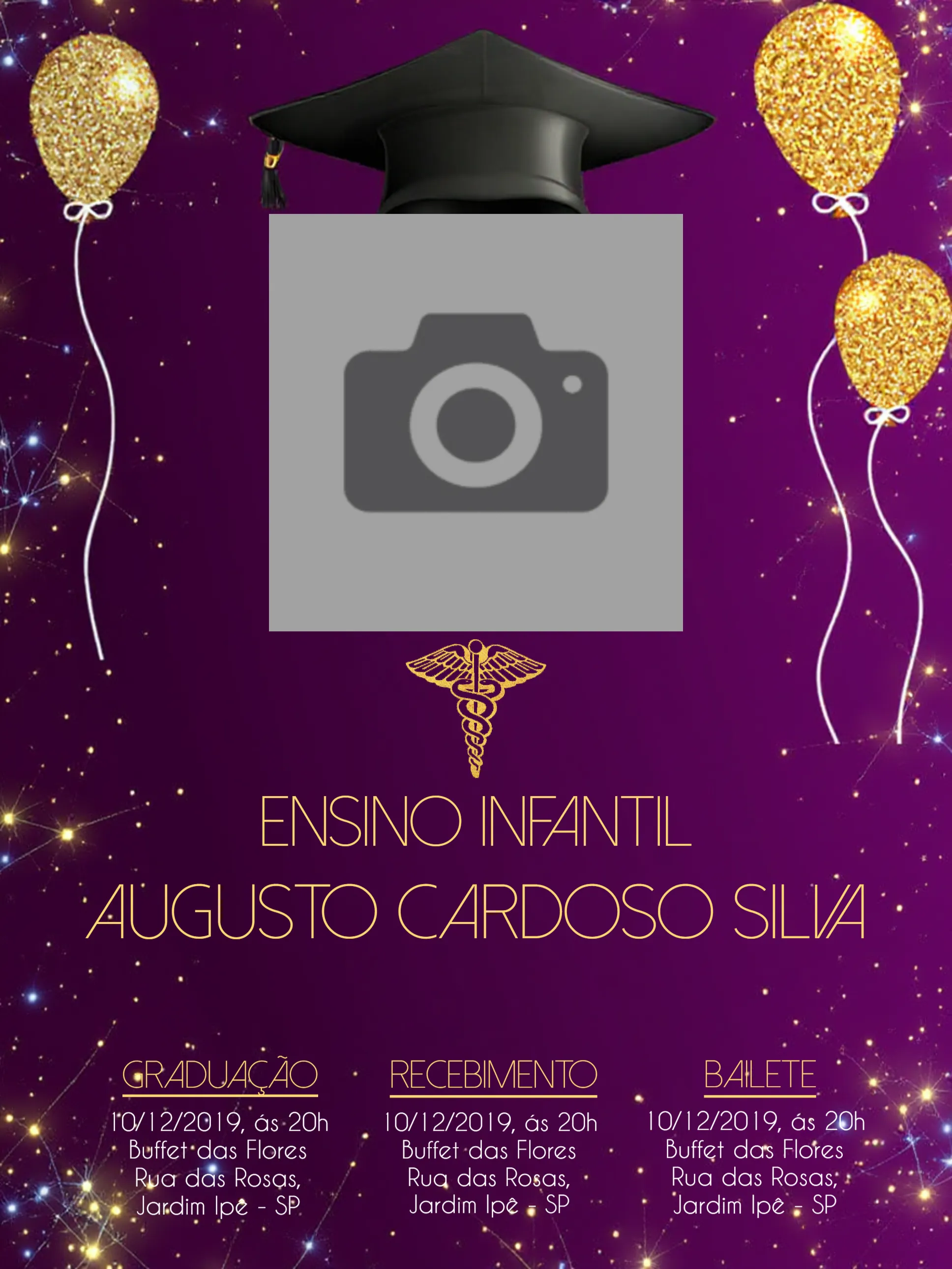 Convite Formatura Pedagogia Com Foto Roxo para formatura
