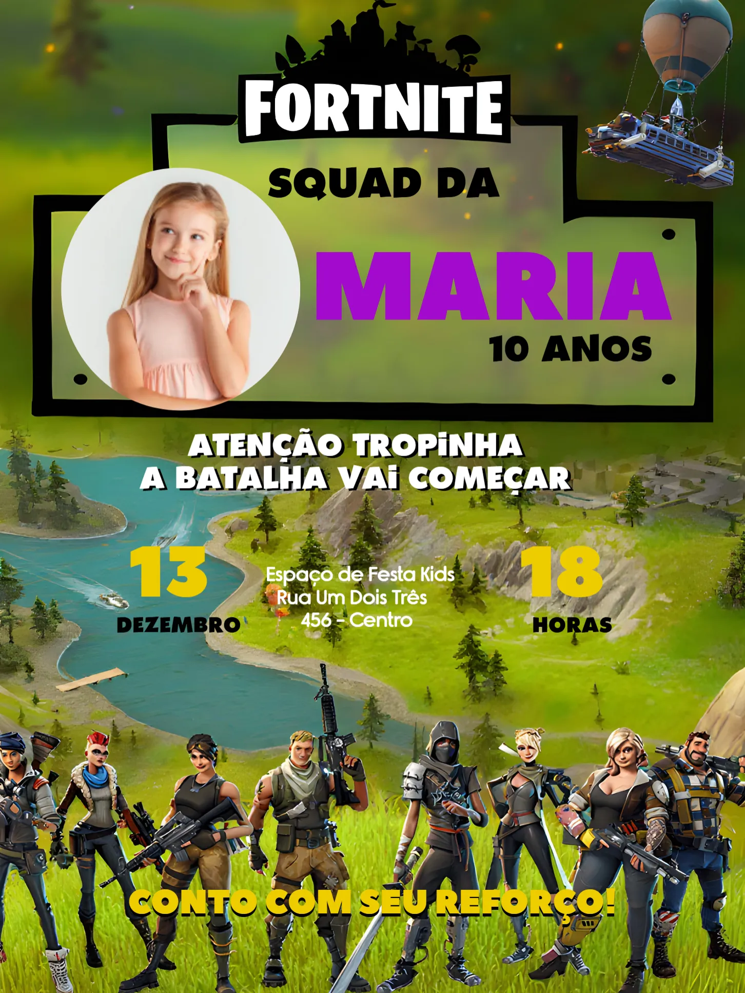 Convite Fortnite Com Foto Fortnitebattleroyale para mais pesquisados