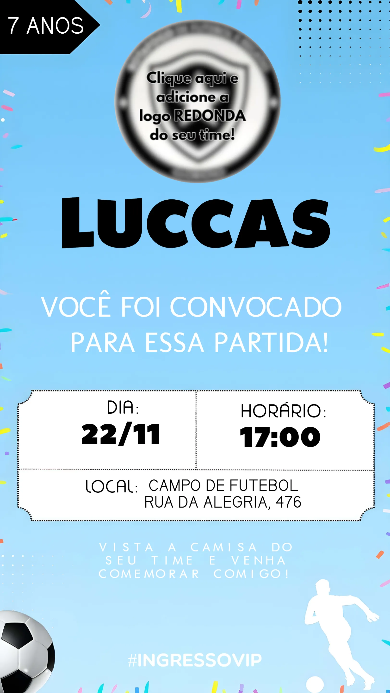 Convite Futebol Botafogo para aniversário infantil
