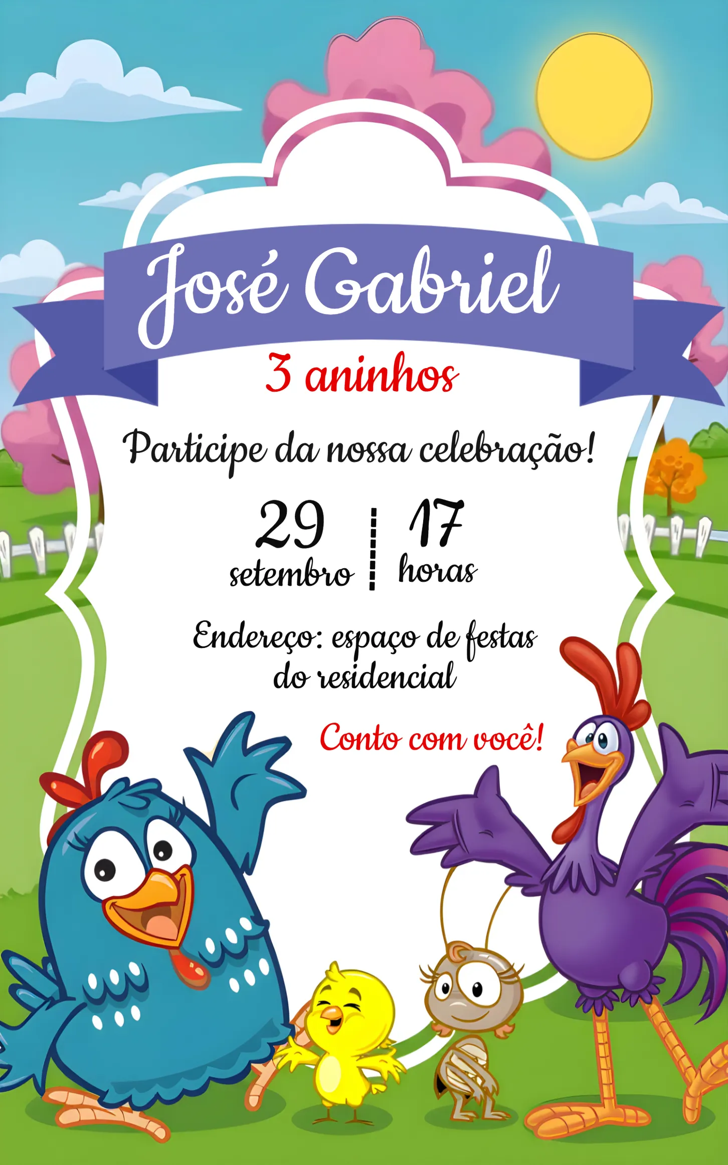 Convite Galinha Pintadinha Galo para mais pesquisados