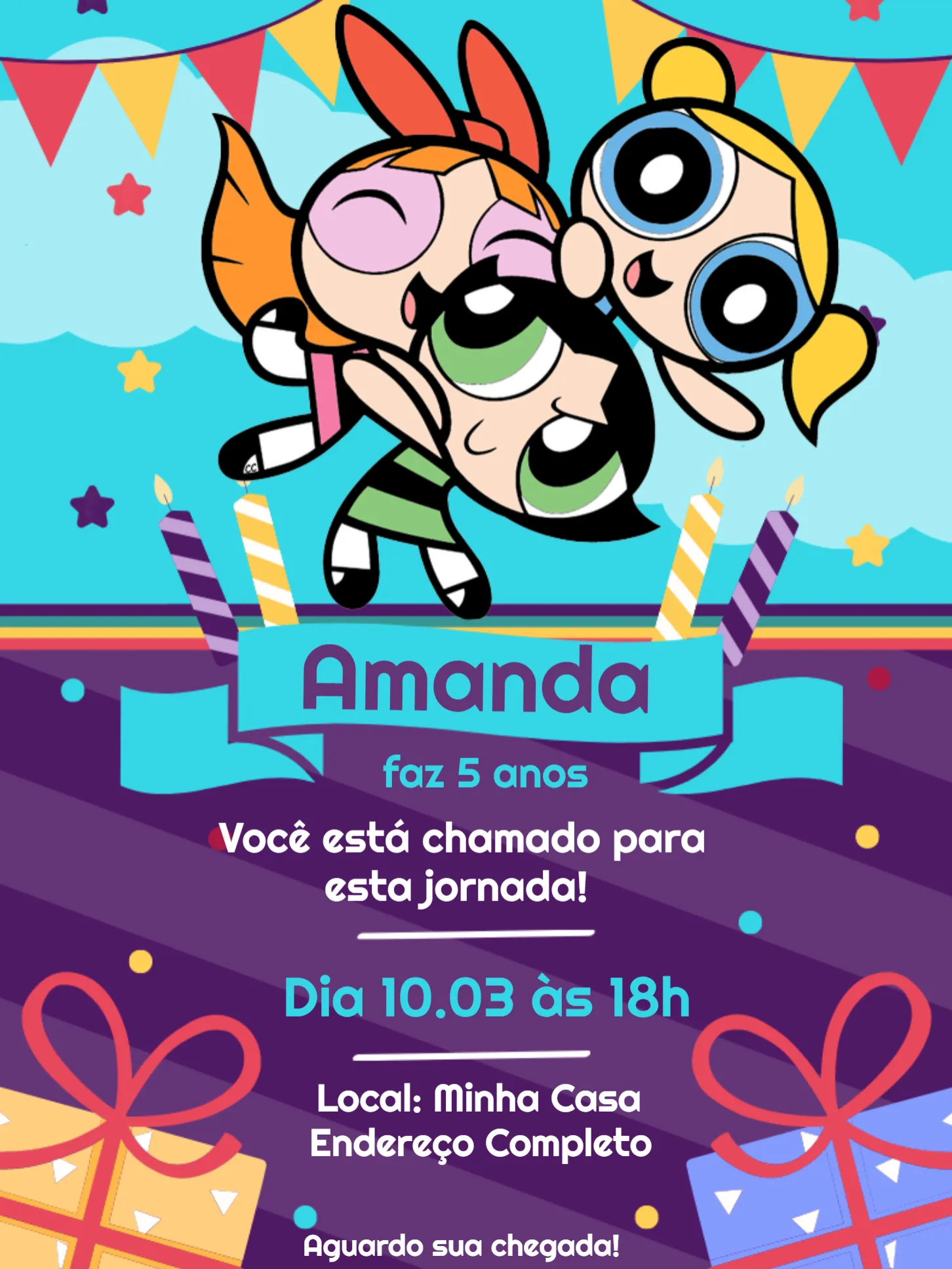 Invite Powerpuff Girls Party editable and customizable