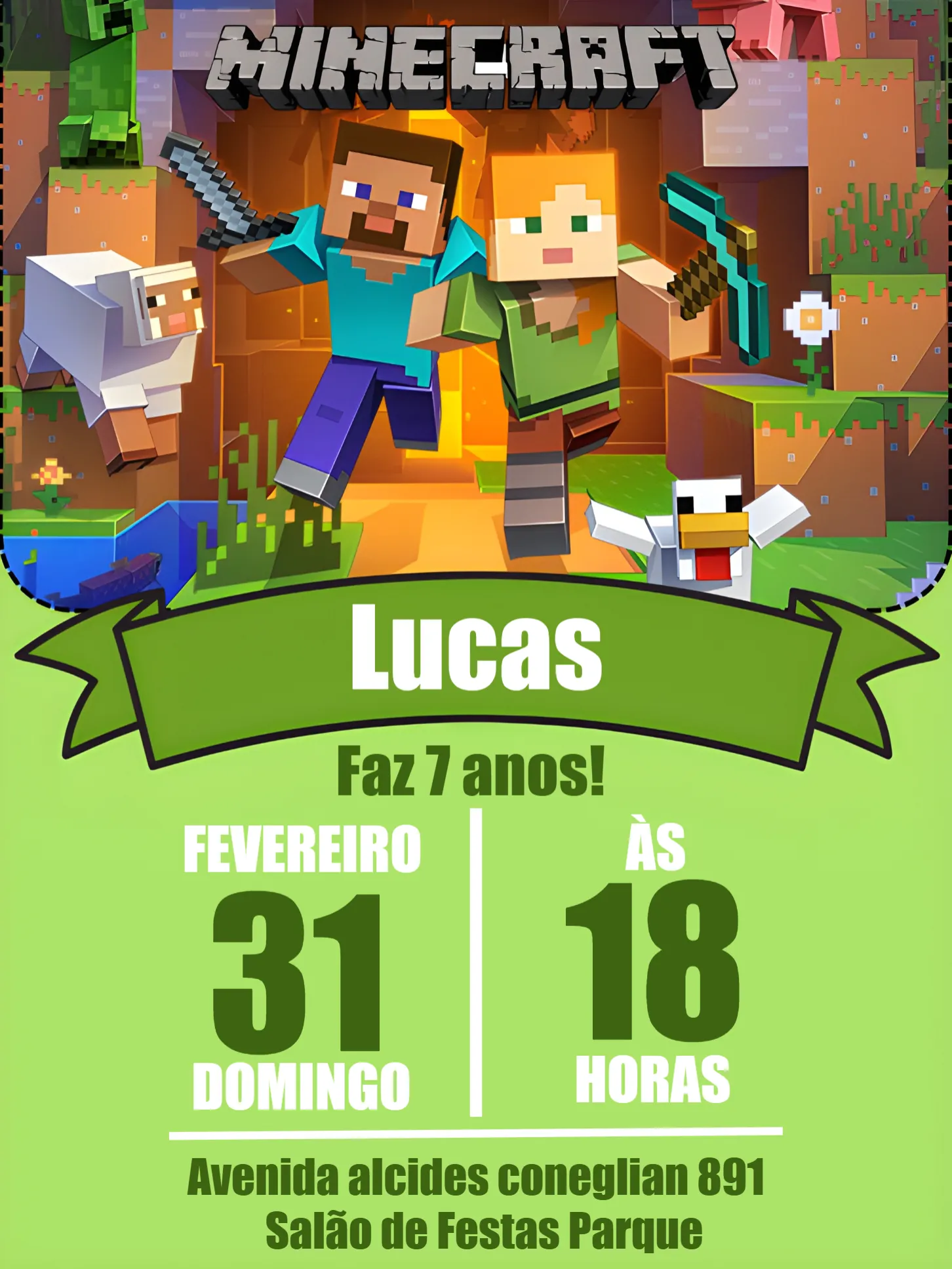 Invite White Minecraft editable and customizable