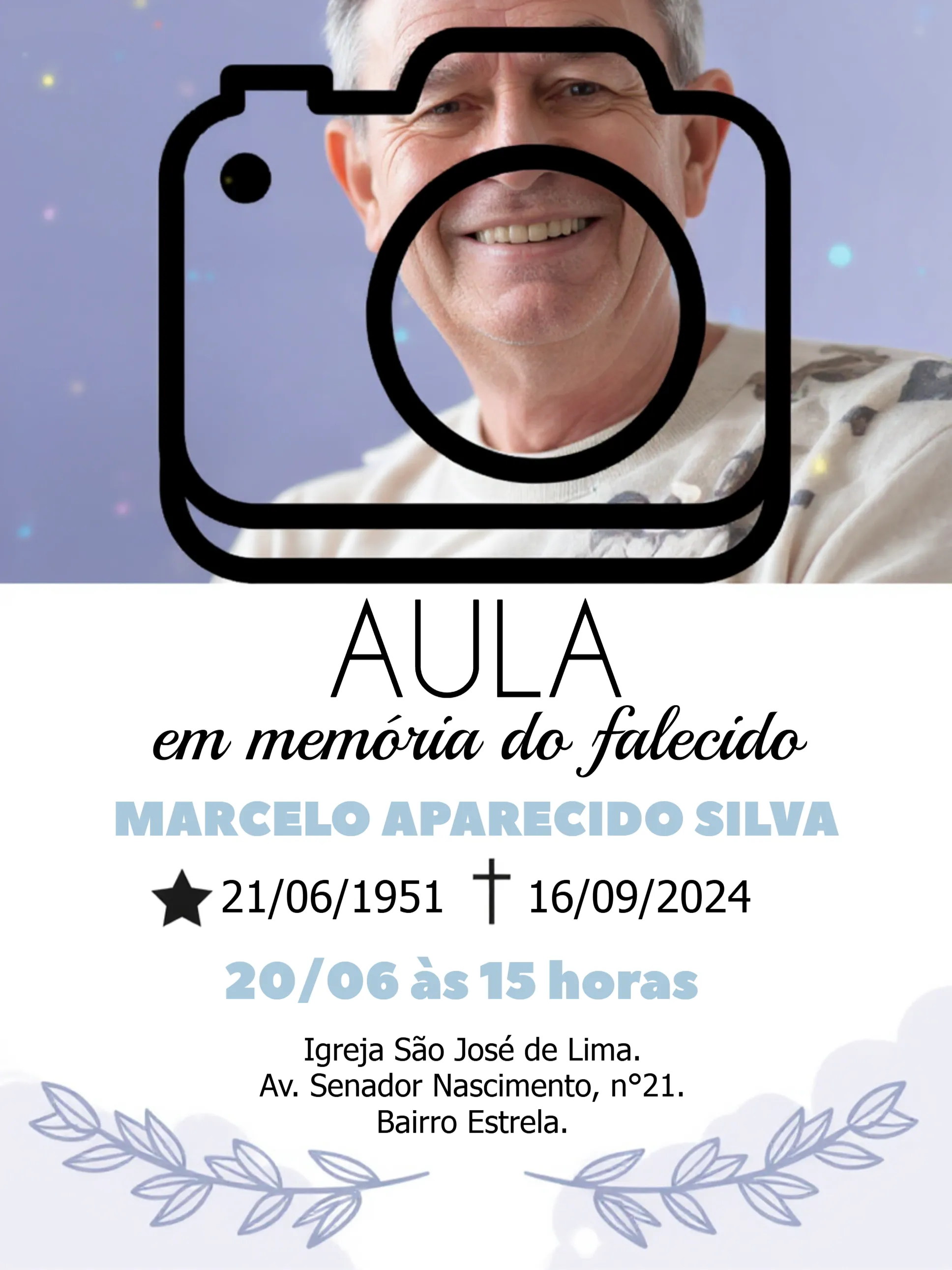 Convite Missa De Falecimento Sétimo Dia Com Foto Setimo para datas comemorativas