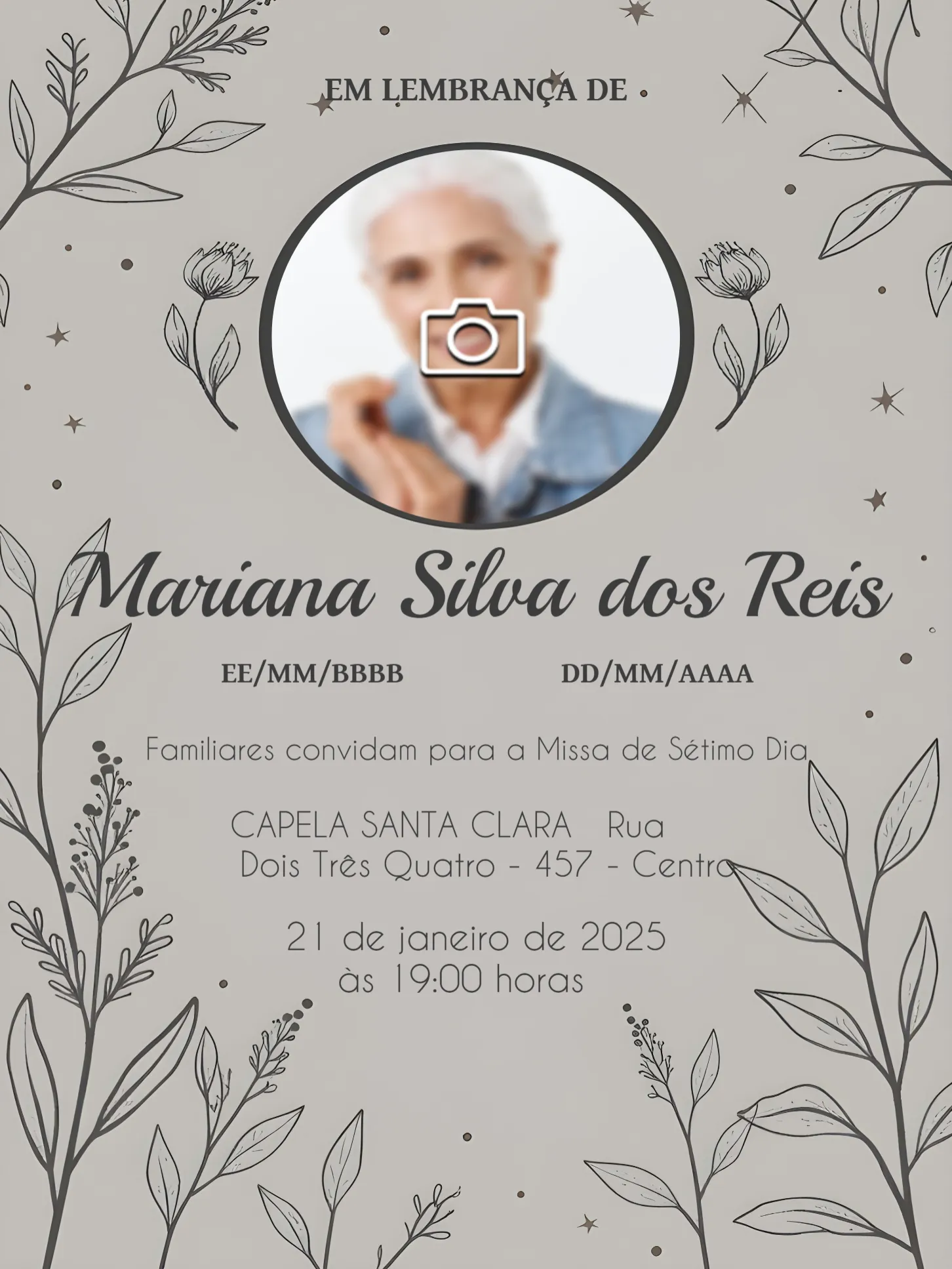 Missa De Sétimo Dia Com Foto Homenagem
