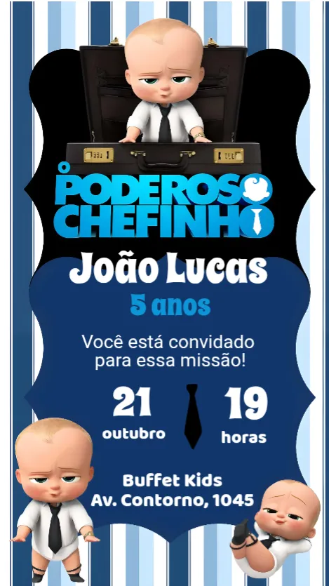Convite O Poderoso Chefinho editável e personalizável