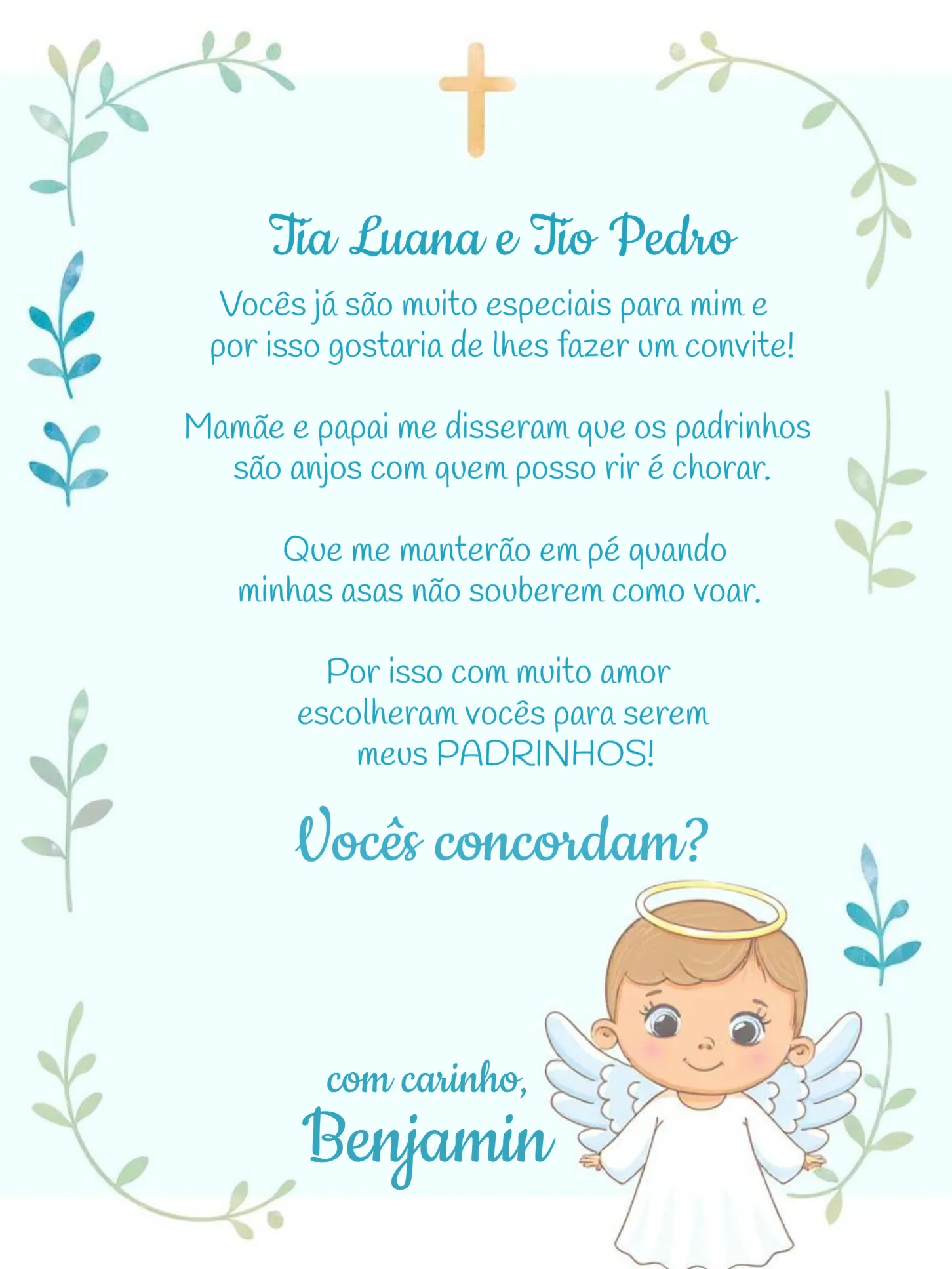 Padrinhos De Batismo Anjinho Menino