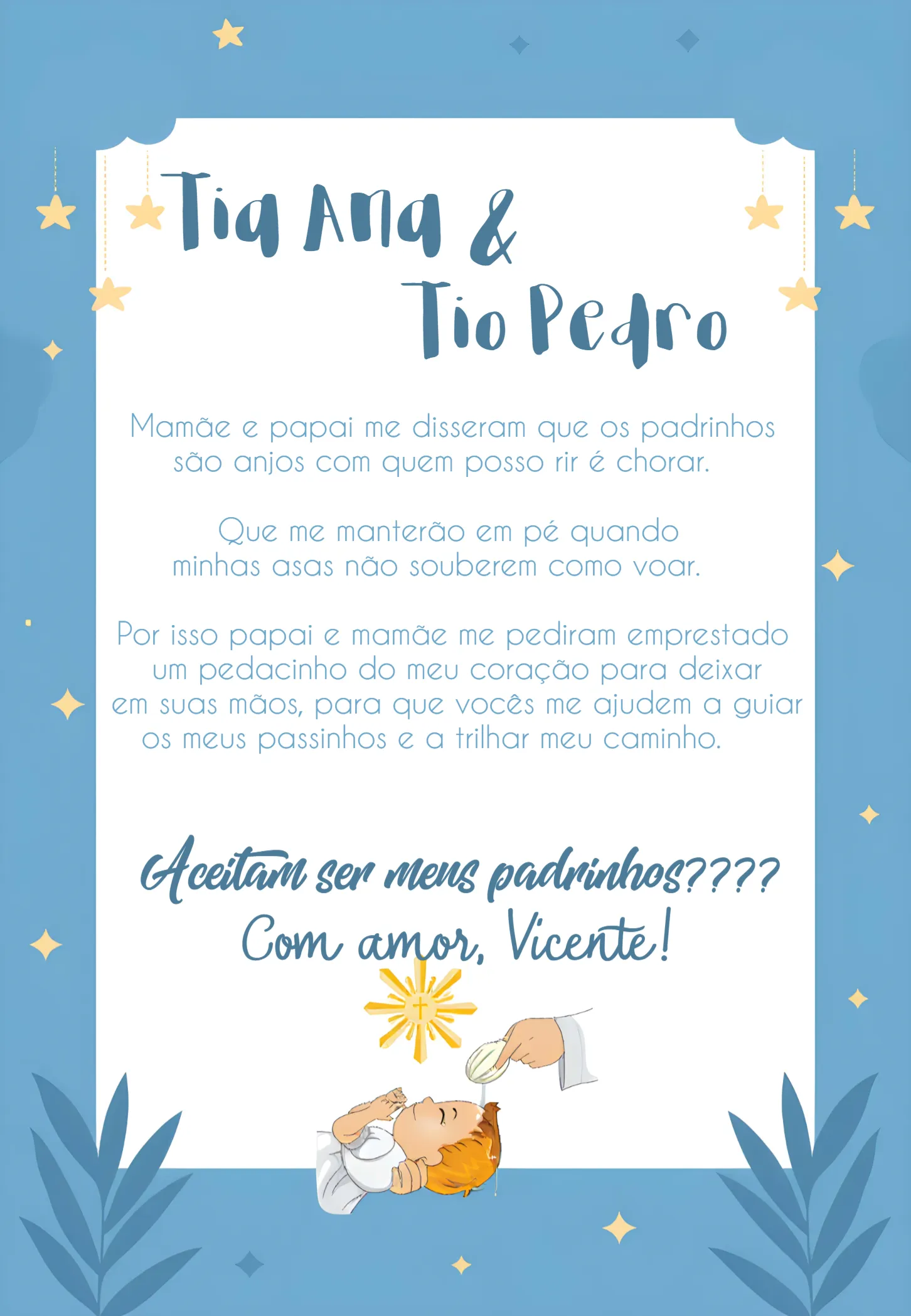 Padrinhos De Batizado Azul