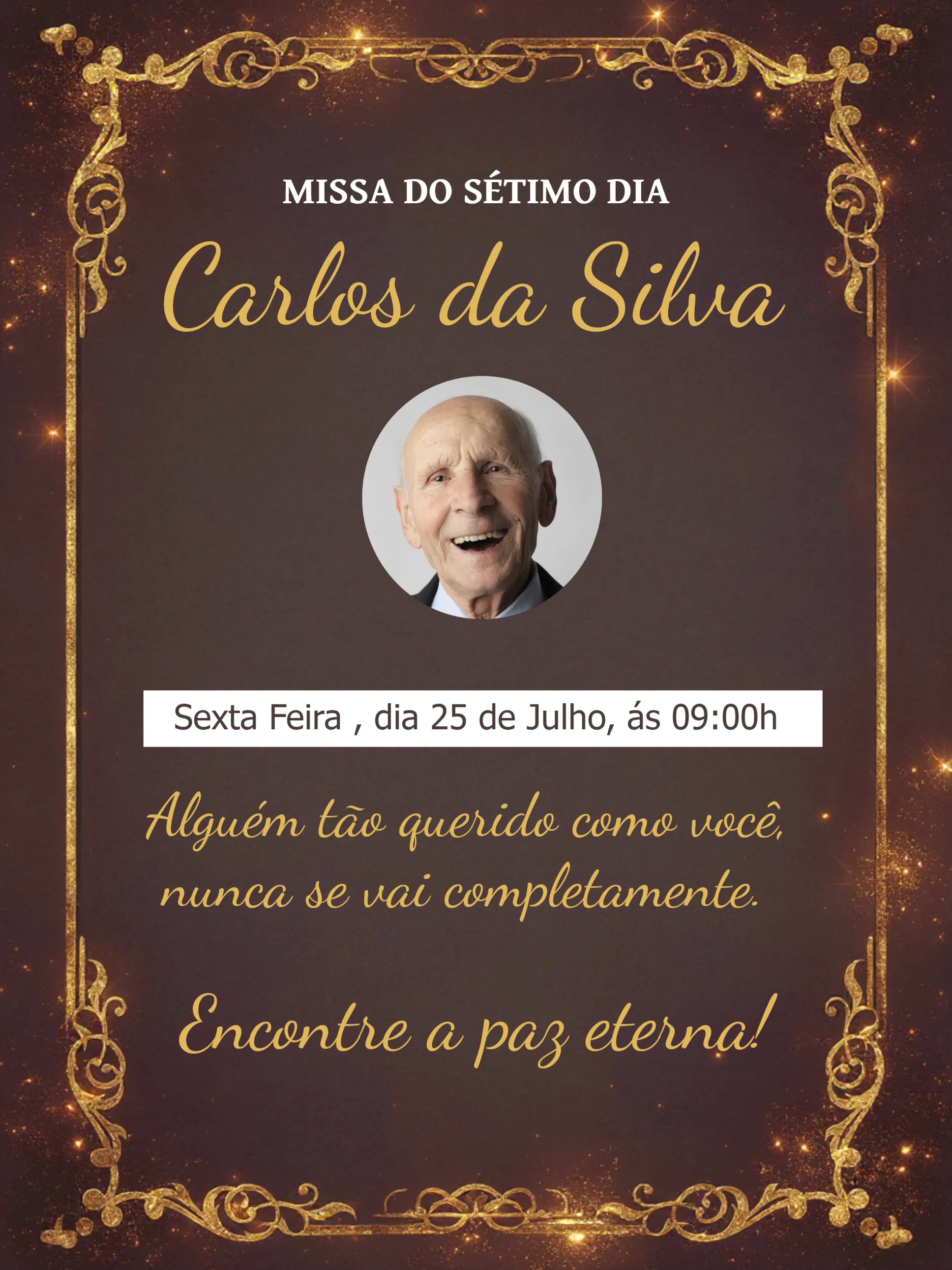 Para Missa De Sétimo Dia Com Foto Santinho