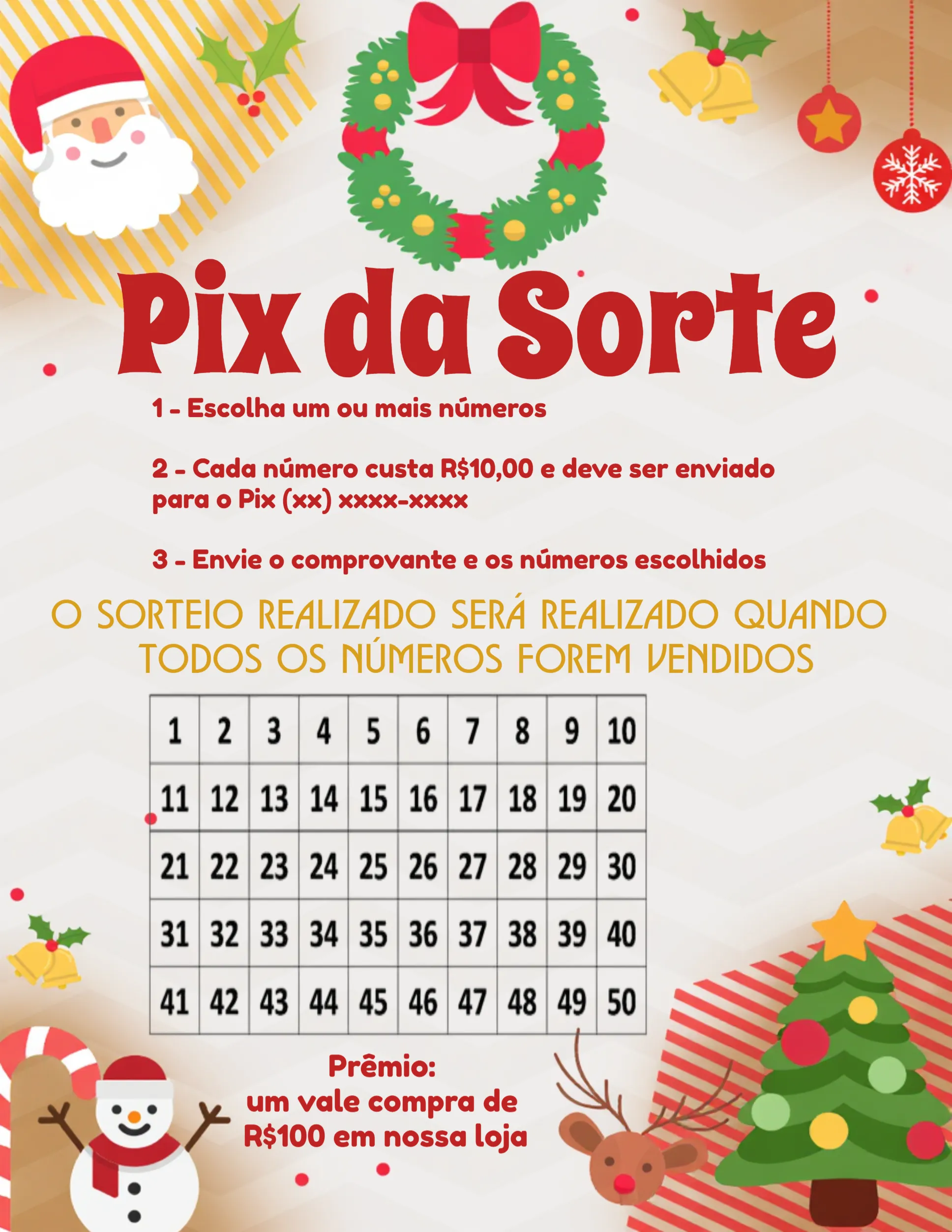 Convite Pix Da Sorte De Natal Verde editável e personalizável