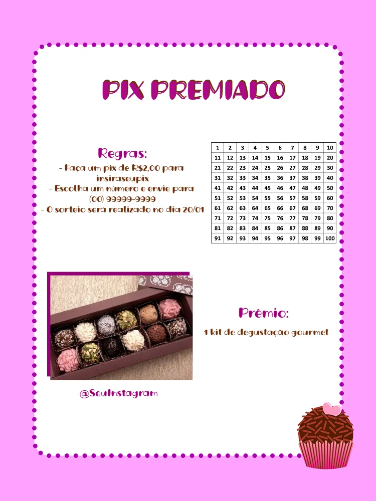 Convite Pix Premiado Digital editável e personalizável