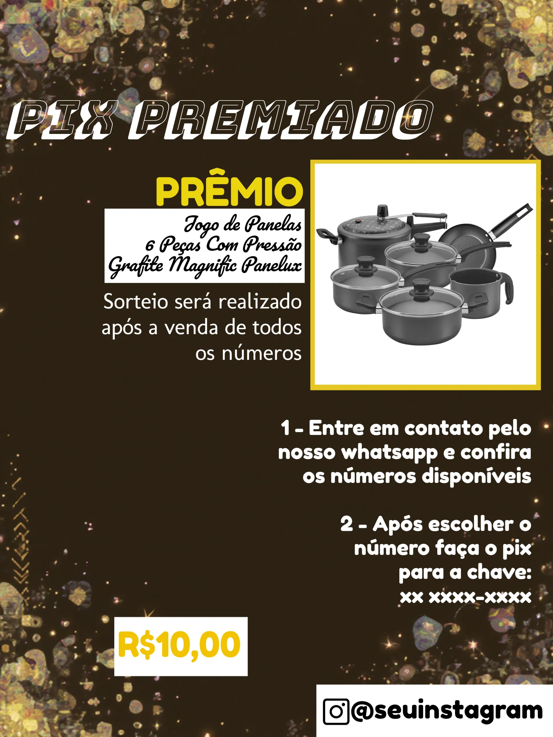 Convite Pix Premiado Preto editável e personalizável