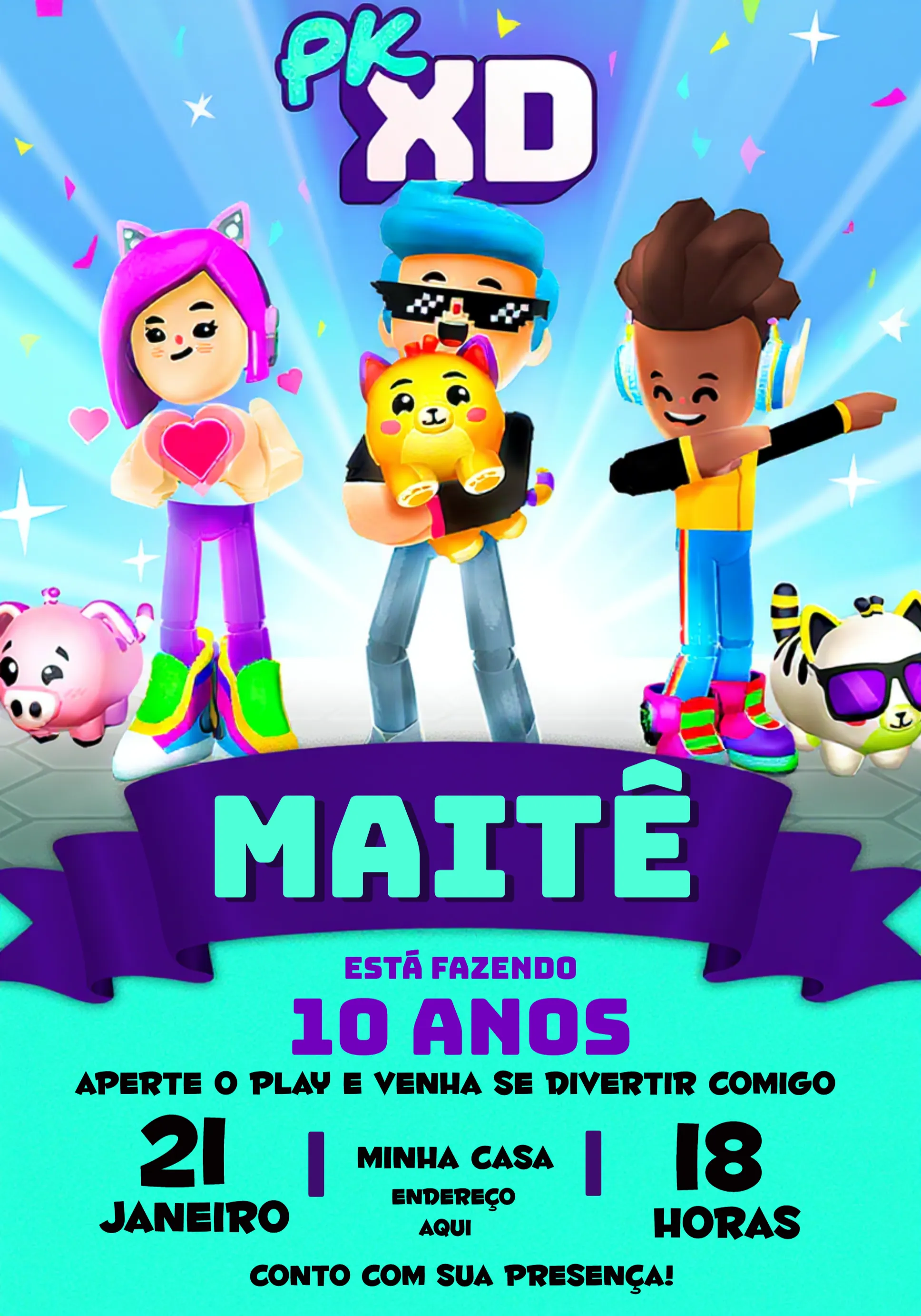 Convite Pk Xd Menina para mais pesquisados