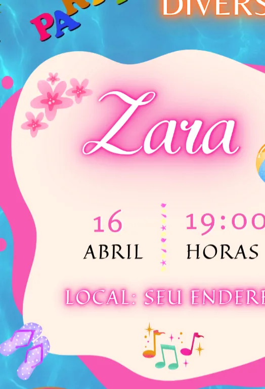 Convite Pool Party  editável e personalizável