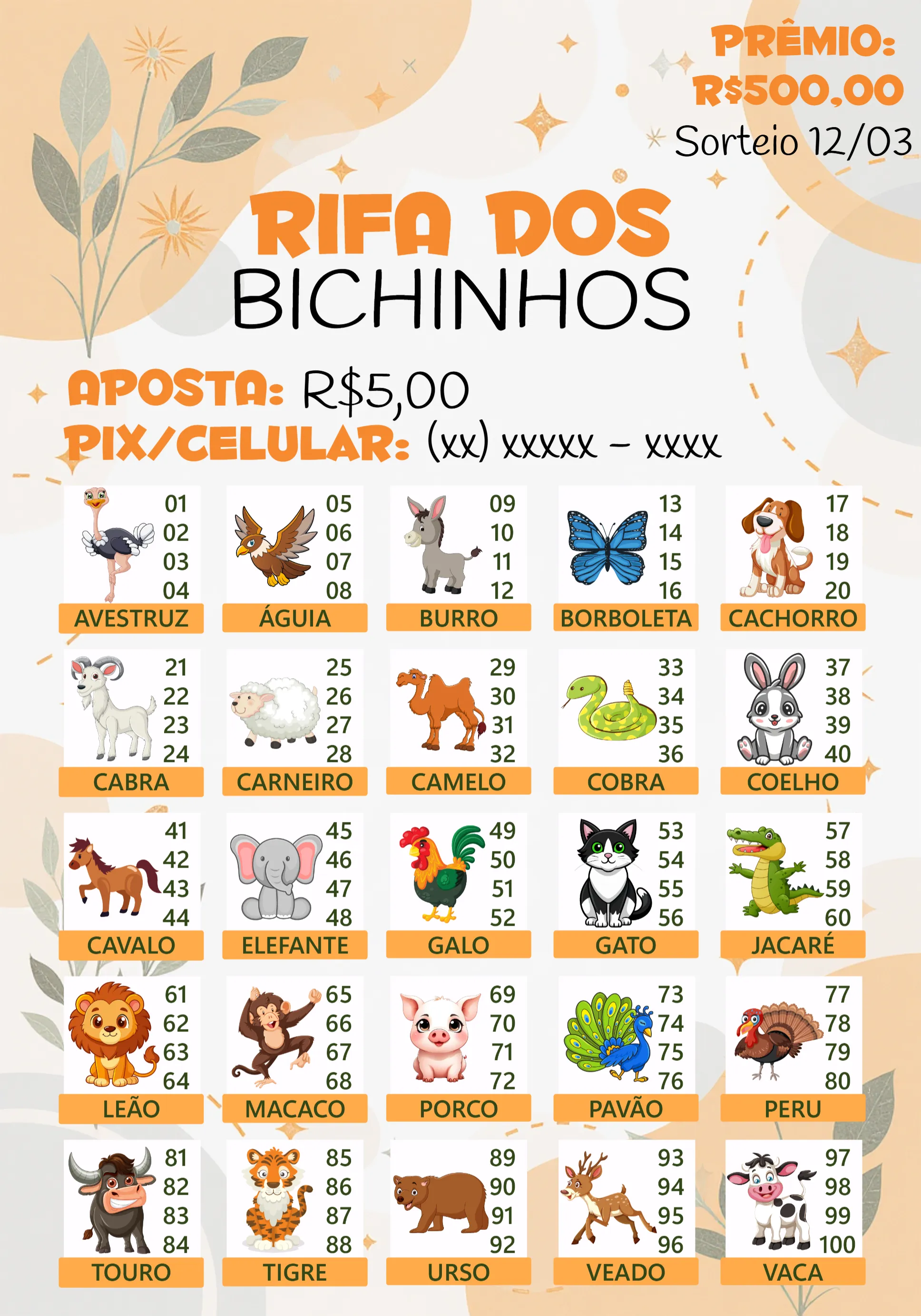 Rifa De Bicho Premiações Jogo