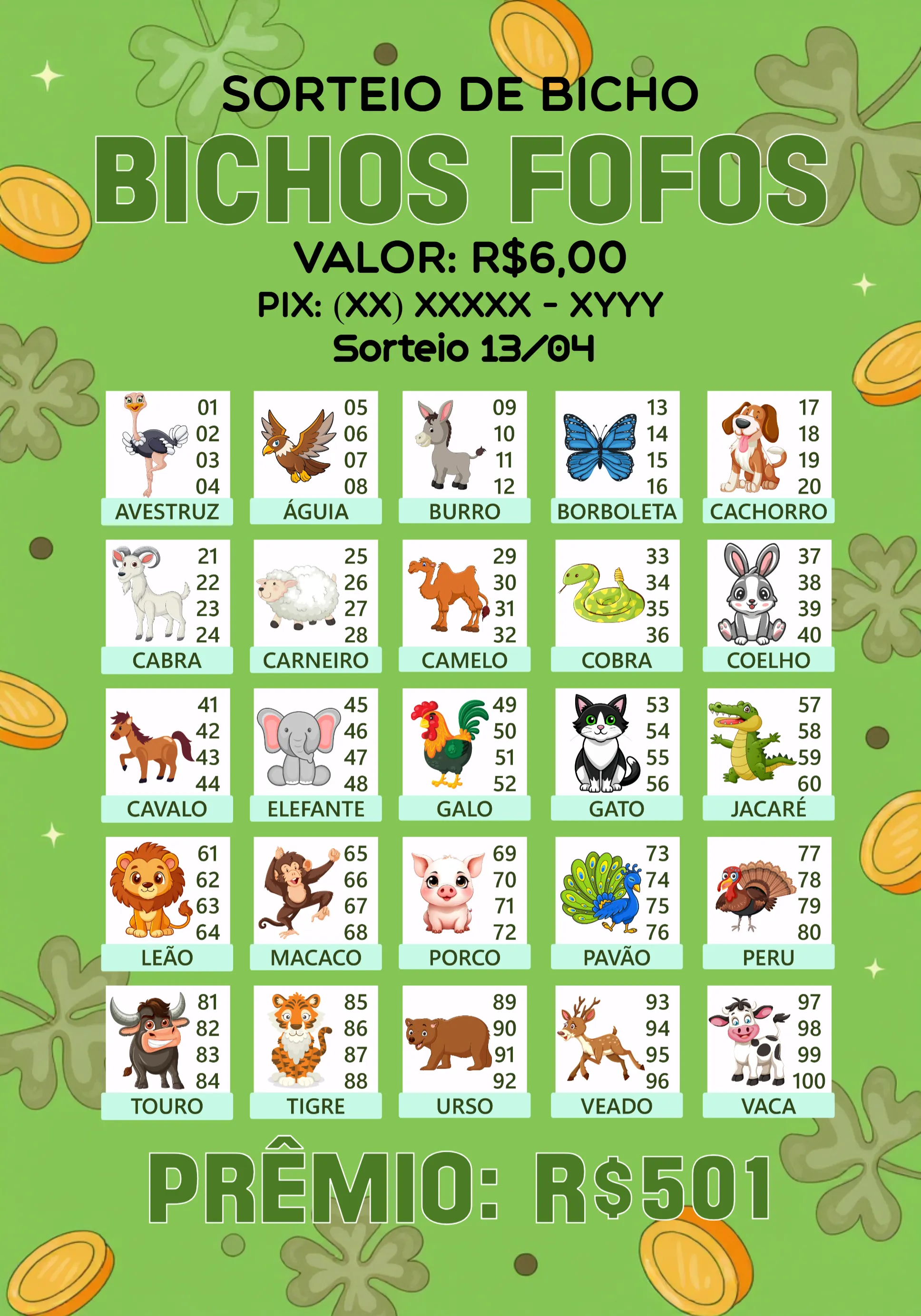 Rifa De Bicho Premiações Verde