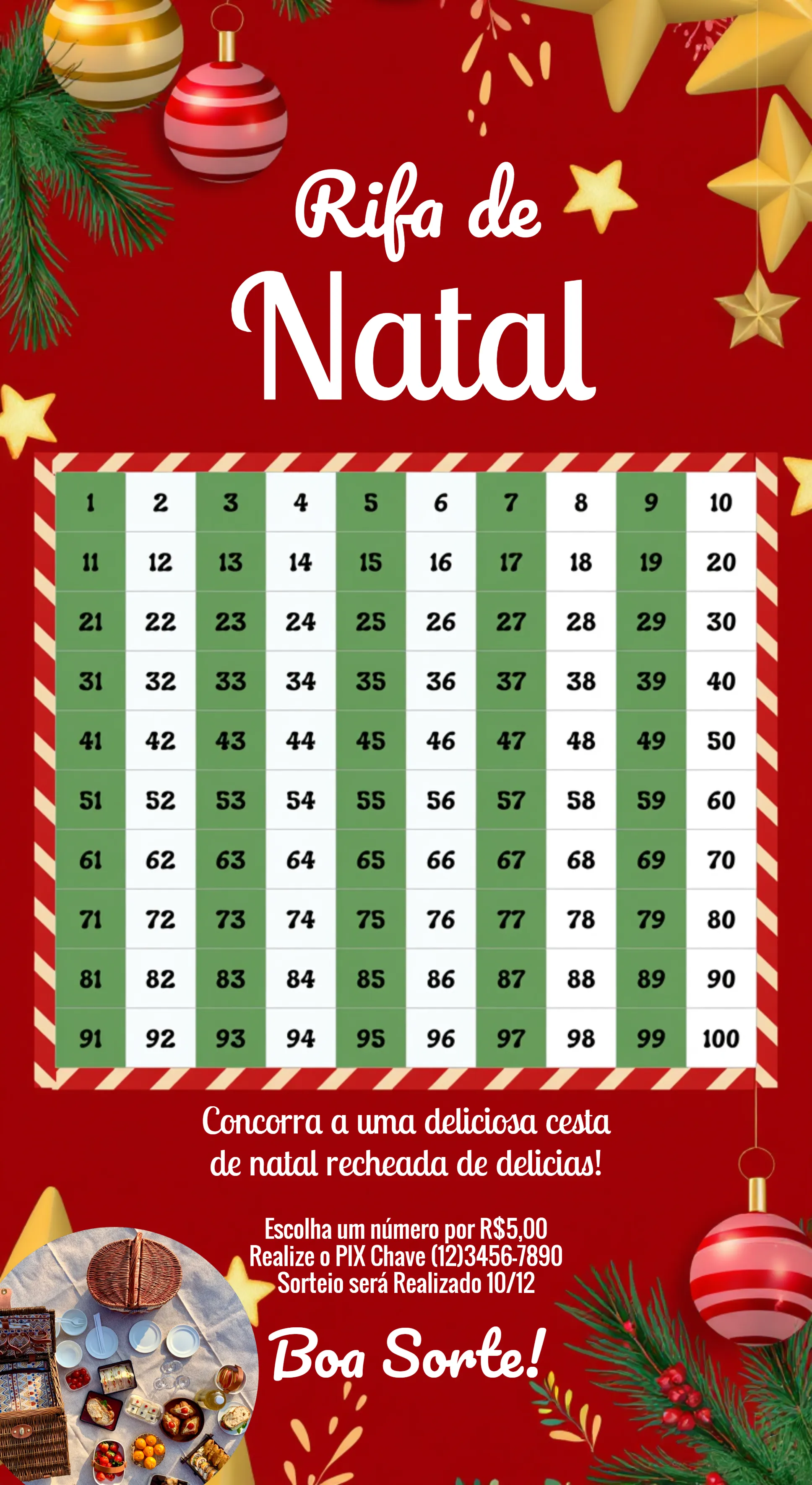 Convite Rifa De Natal Pix Premiado Sorteio editável e personalizável