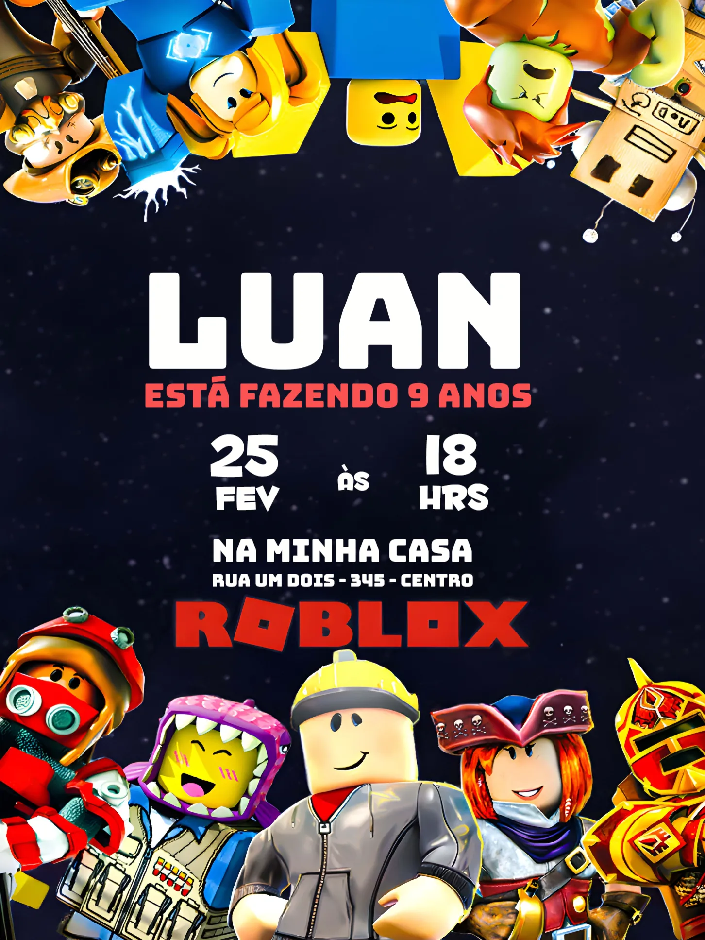 Convite Roblox Colorido para mais pesquisados