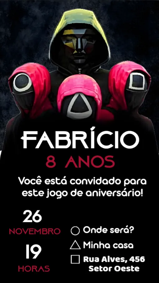 Convite Round 6 editável e personalizável