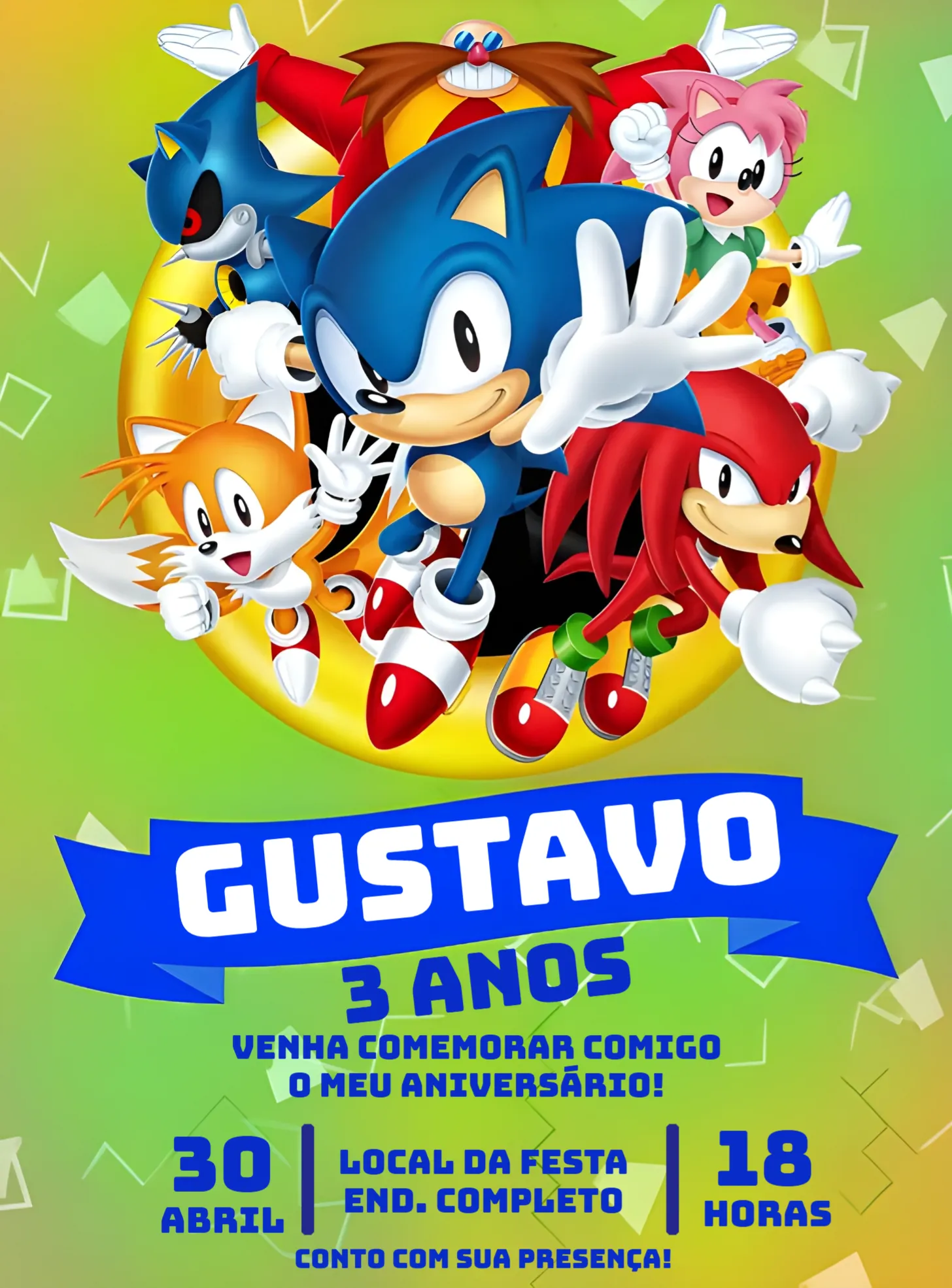 Convite Sonic Amy para mais pesquisados