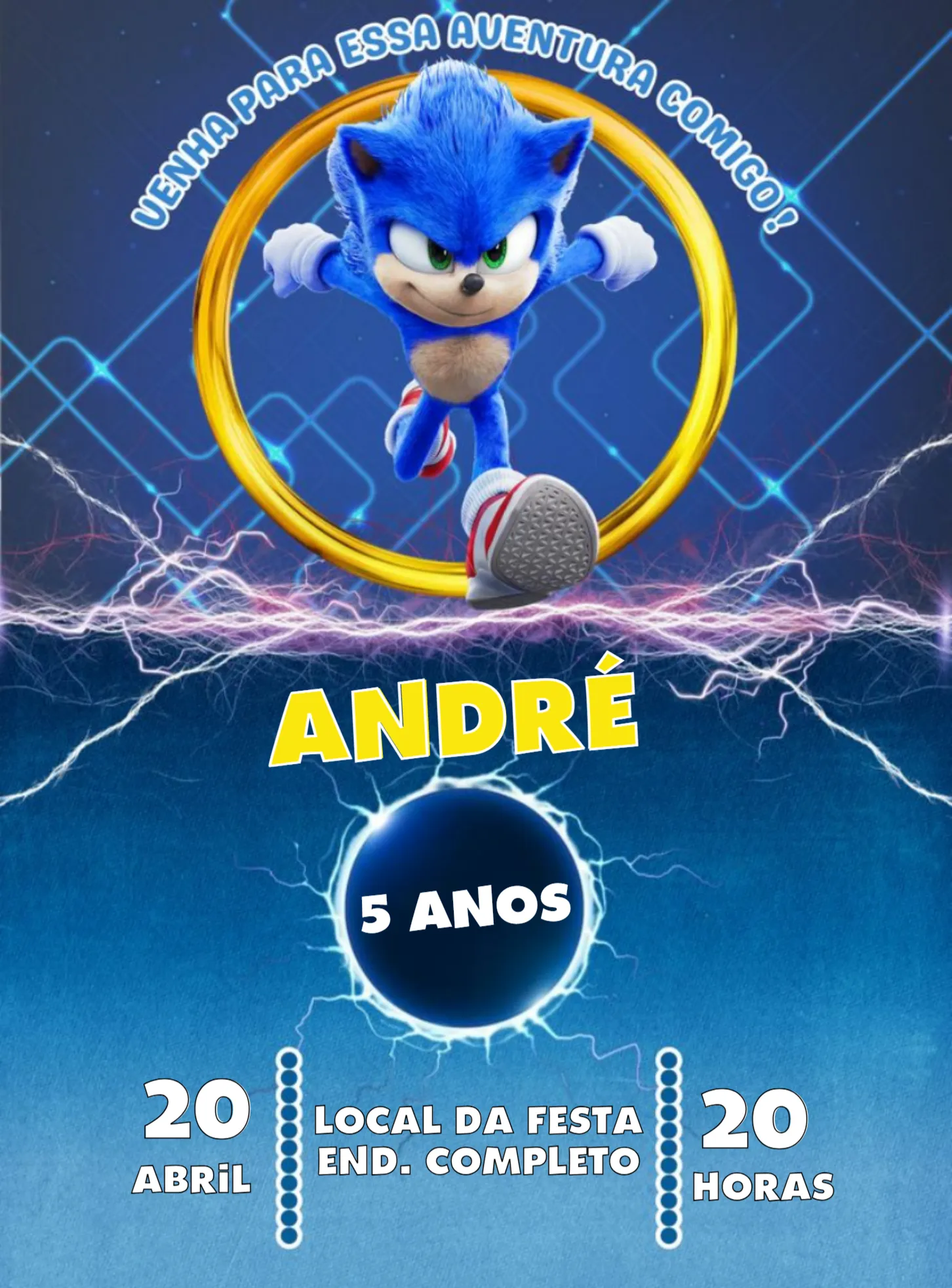 Invite Sonic Hedgehog editable and customizable