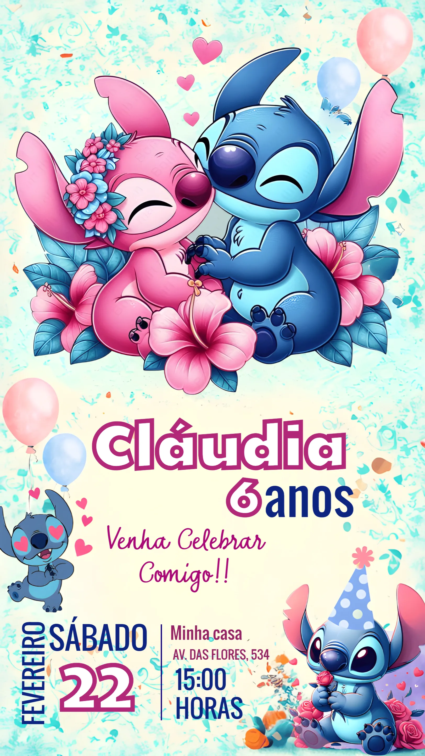 Convite Stitch Angel para mais pesquisados