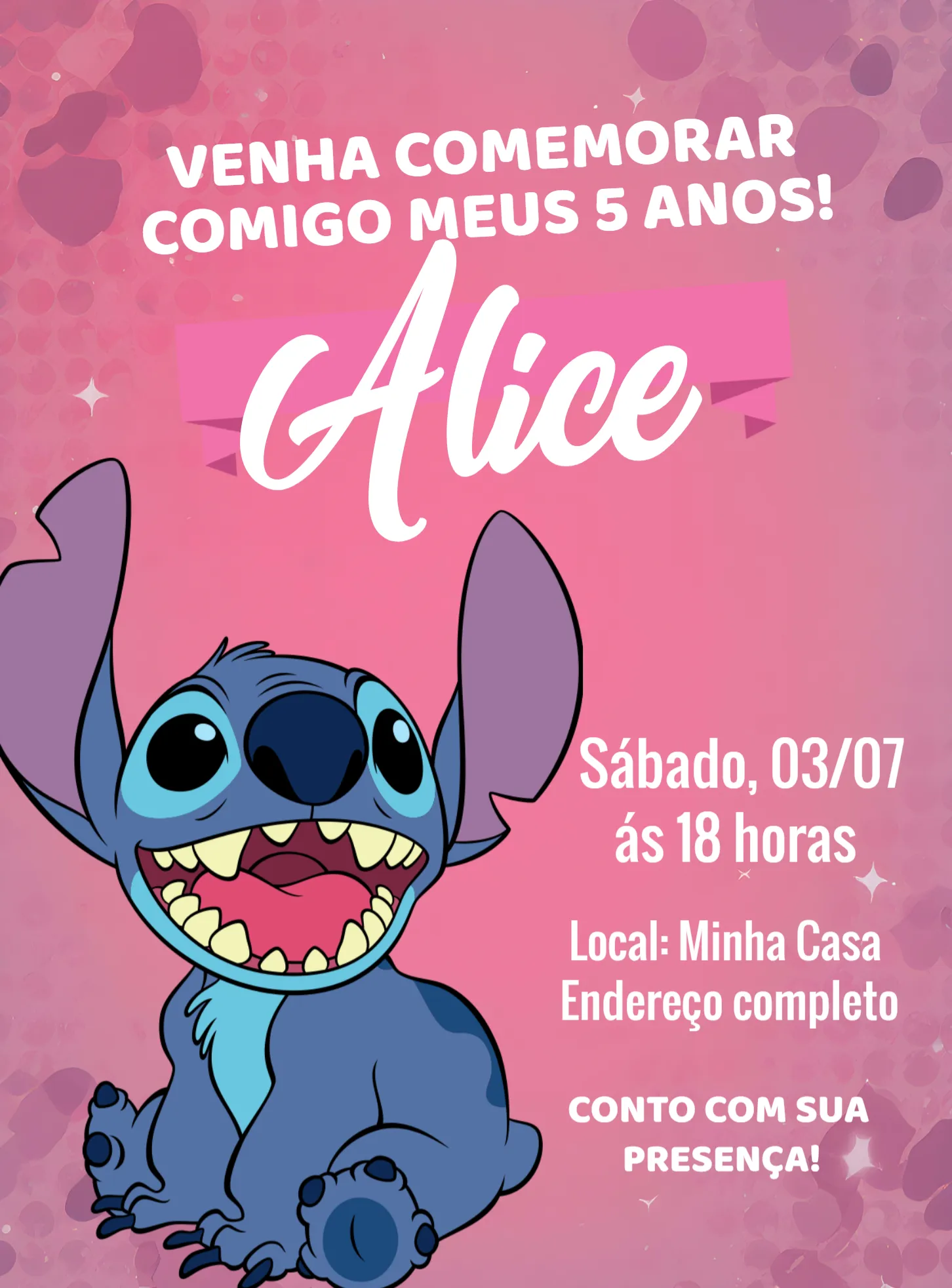 Convite Stitch Festa para mais pesquisados