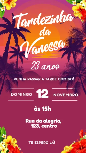 Convite Tardezinha com Flores editável e personalizável