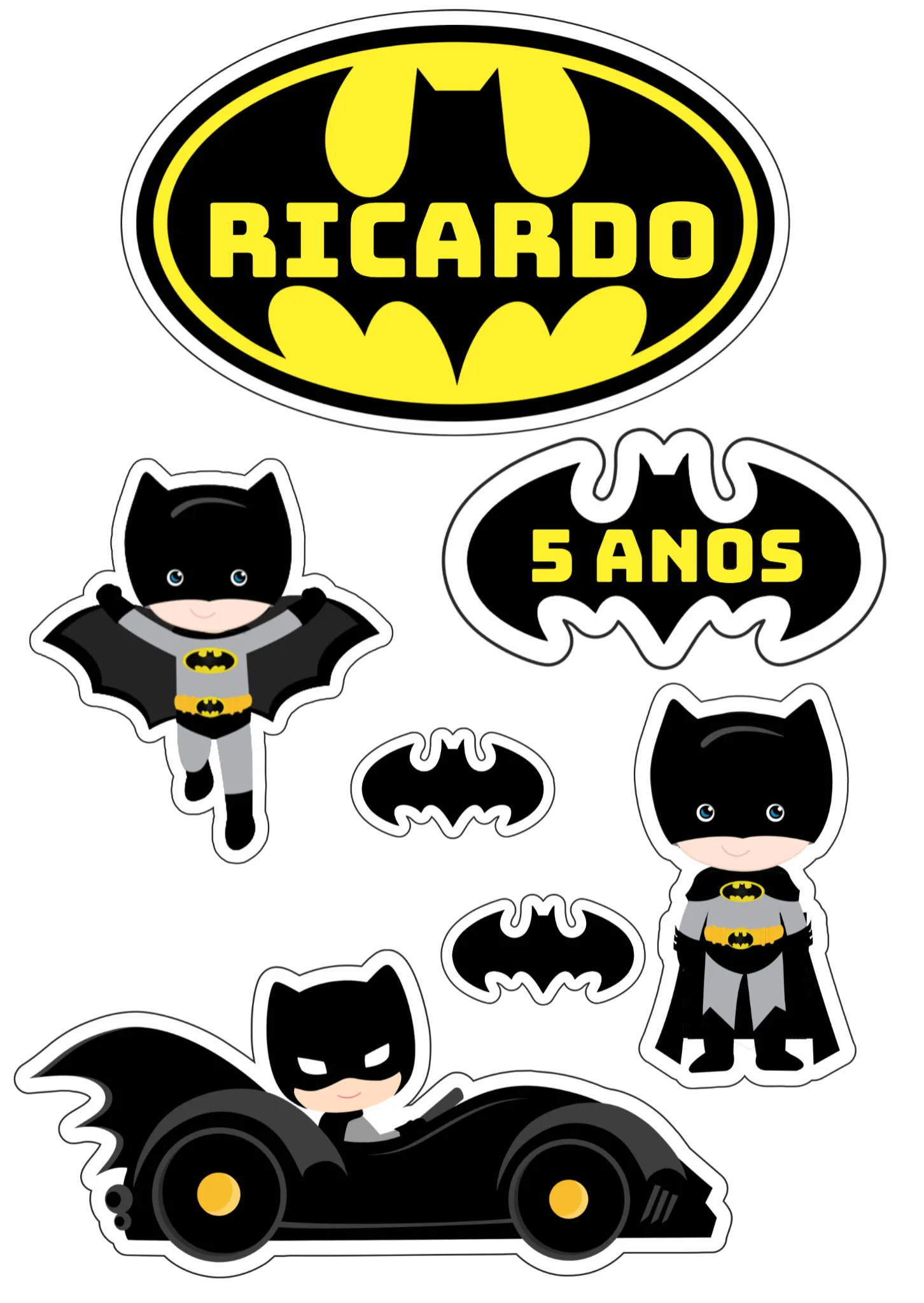 Convite Topo De Bolo Batman editável e personalizável