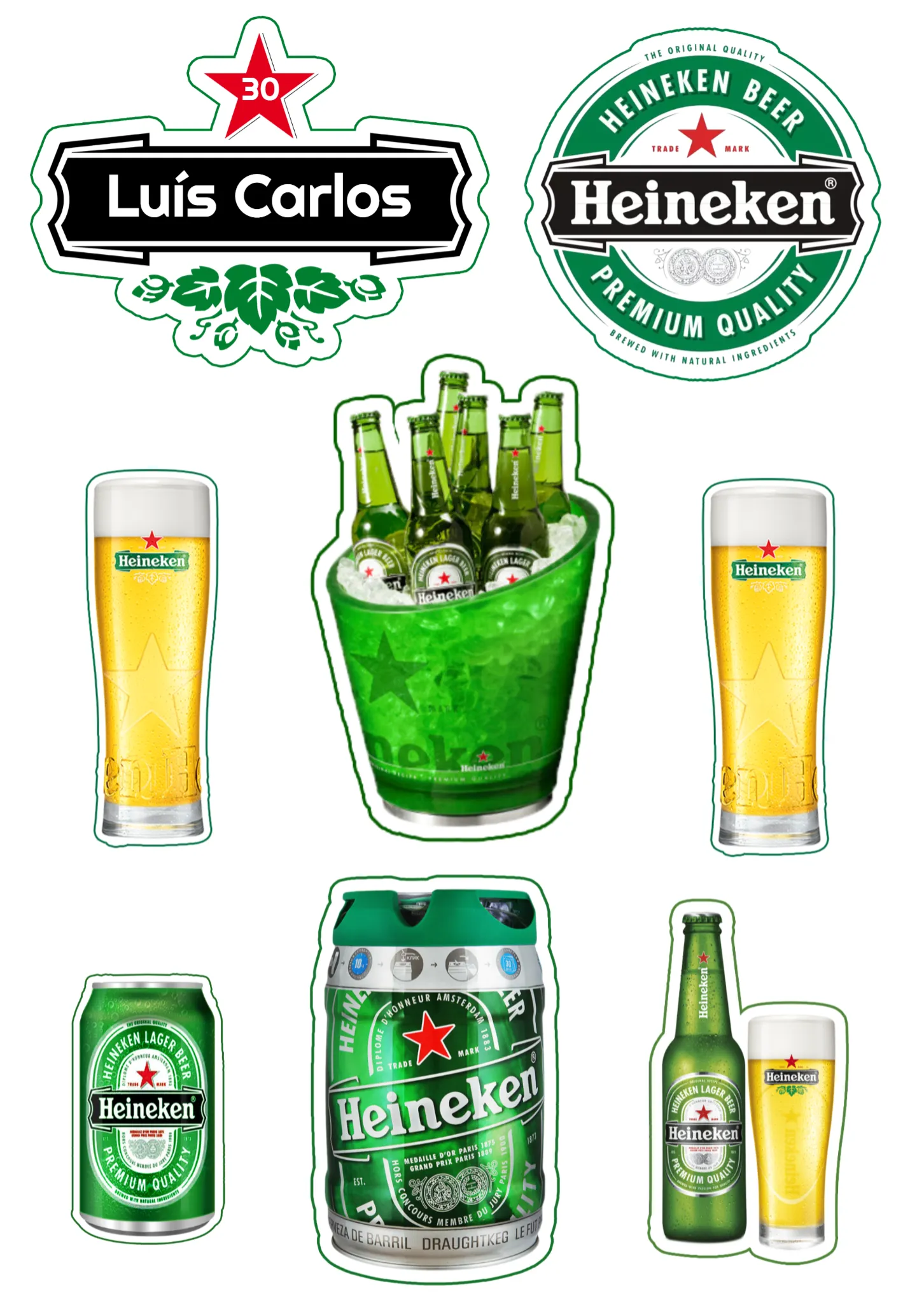 Convite Topo De Bolo Heineken Preto editável e personalizável