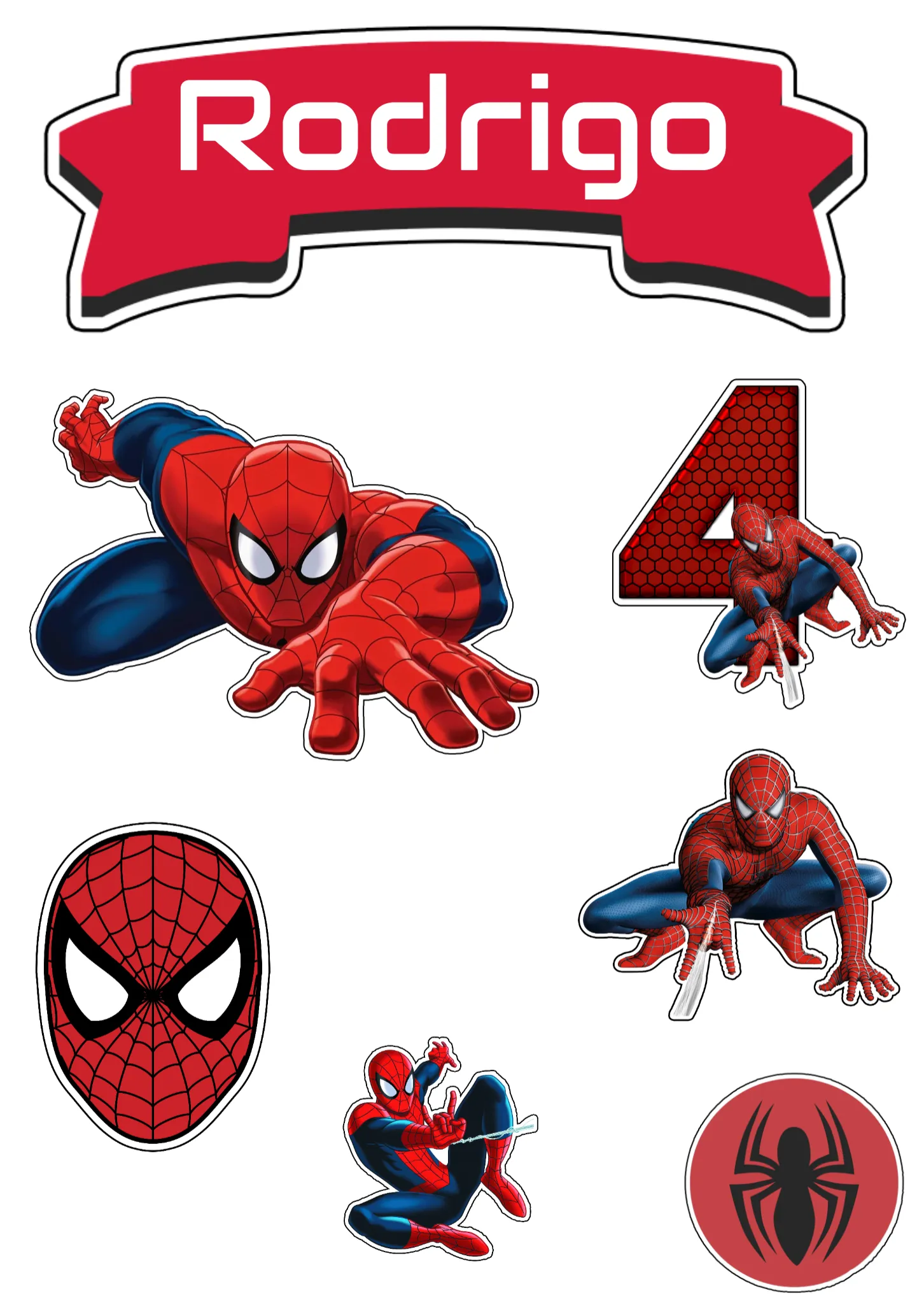 Convite Topo De Bolo Homem Aranha Imprimir editável e personalizável