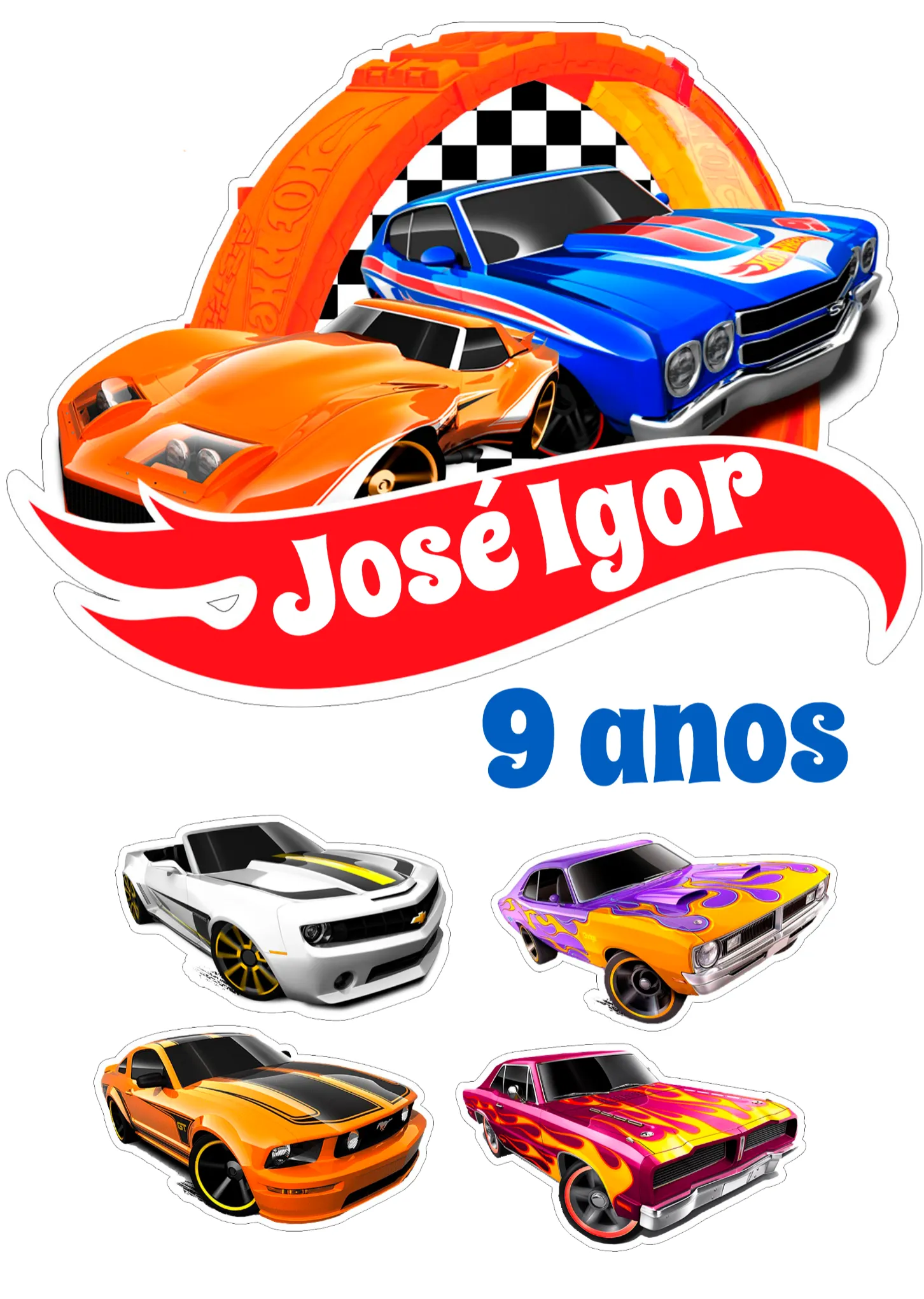 Convite Topo De Bolo Hotwheels editável e personalizável