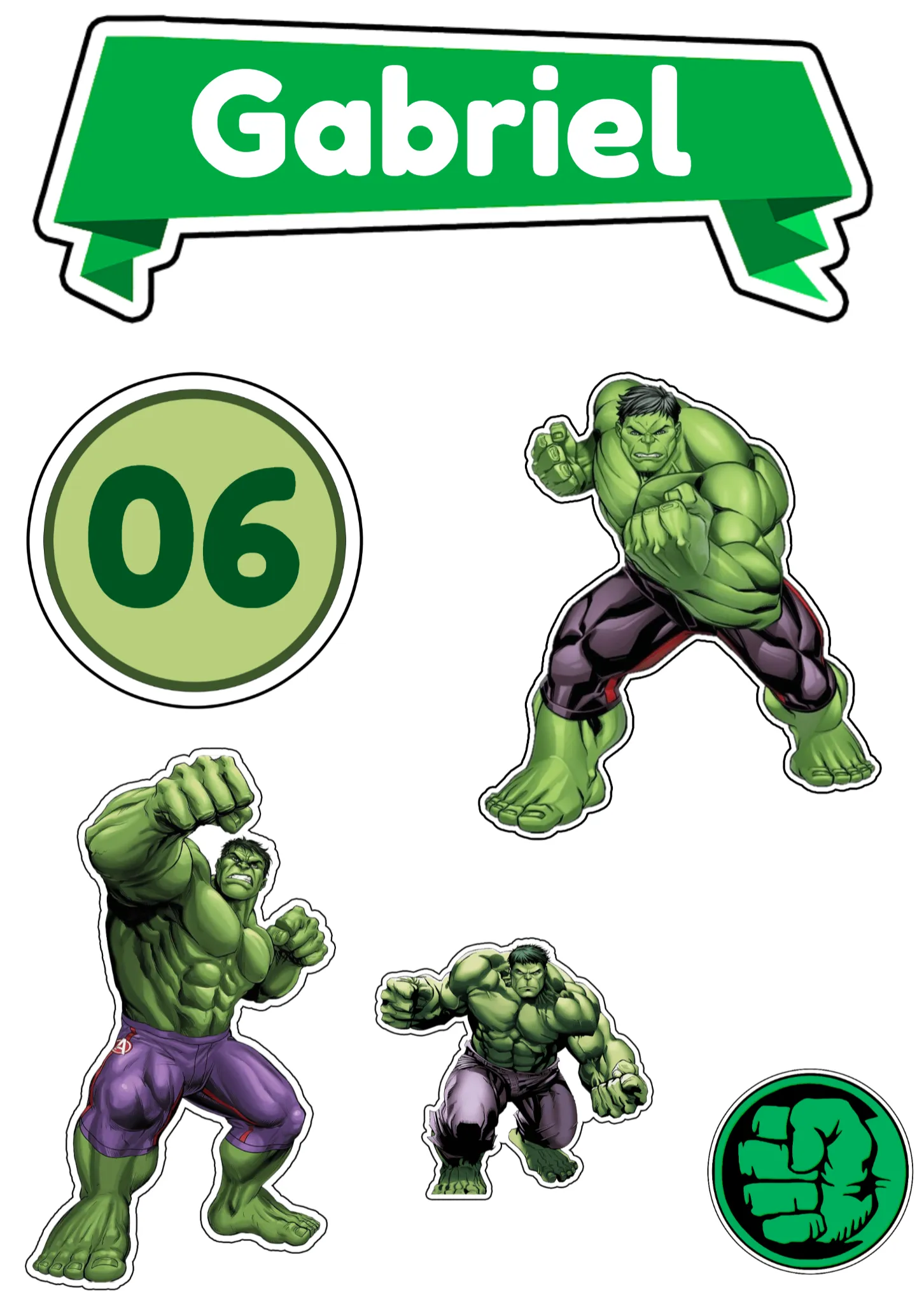 Convite Topo De Bolo Hulk para topo de bolo