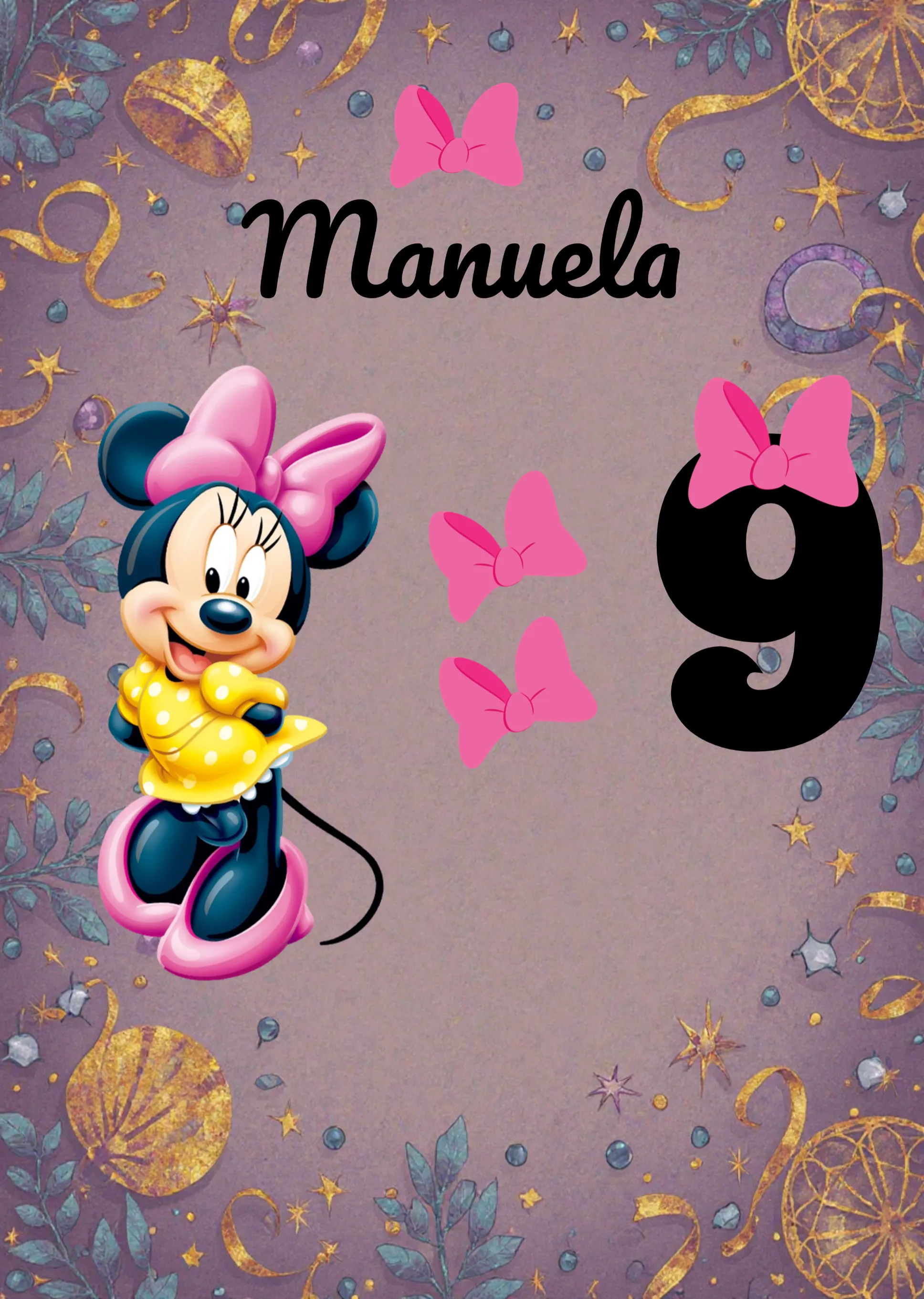 Convite Topo De Bolo Minnie Mouse Rosa editável e personalizável