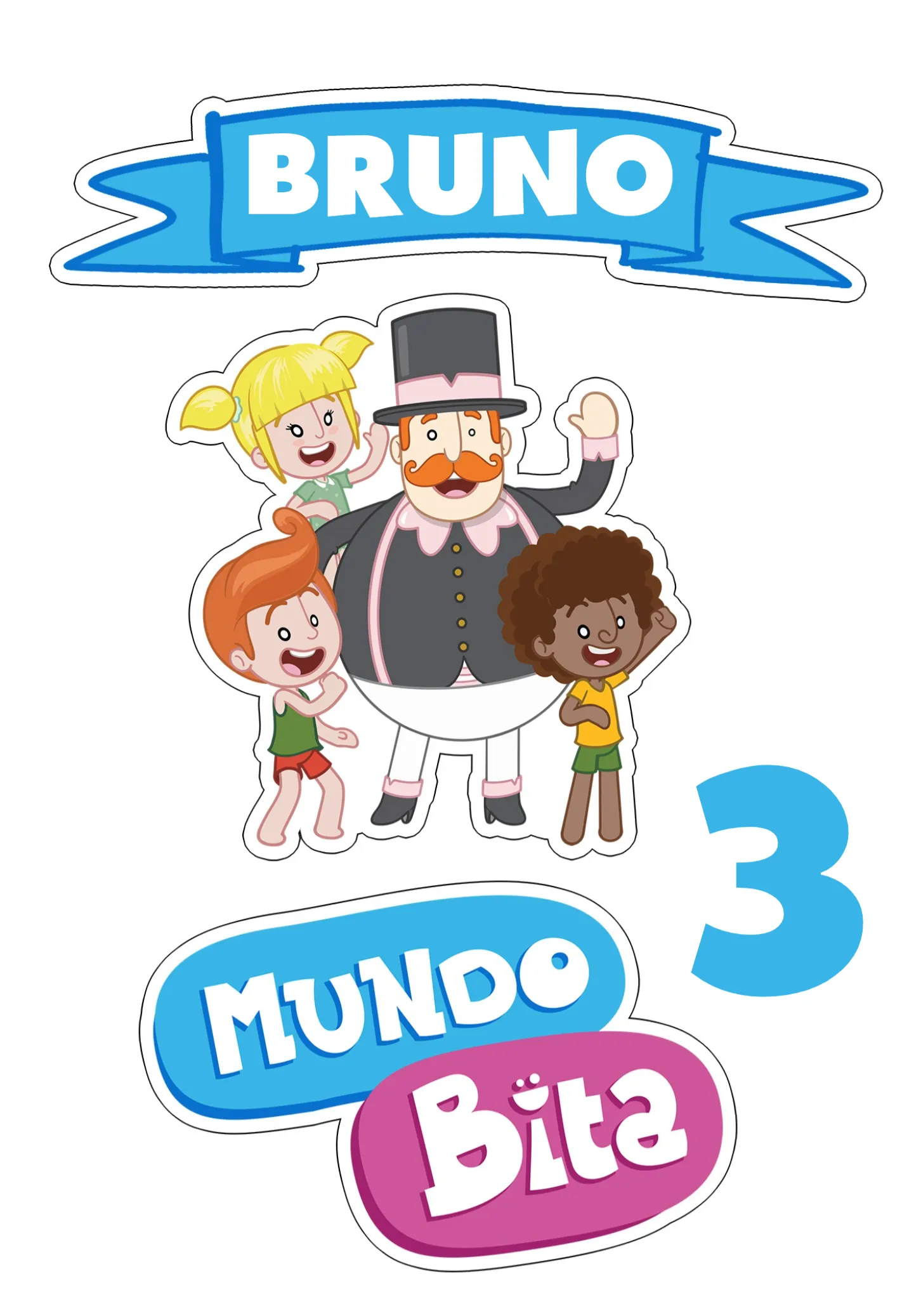 Convite Topo De Bolo Mundo Bita Virtual editável e personalizável