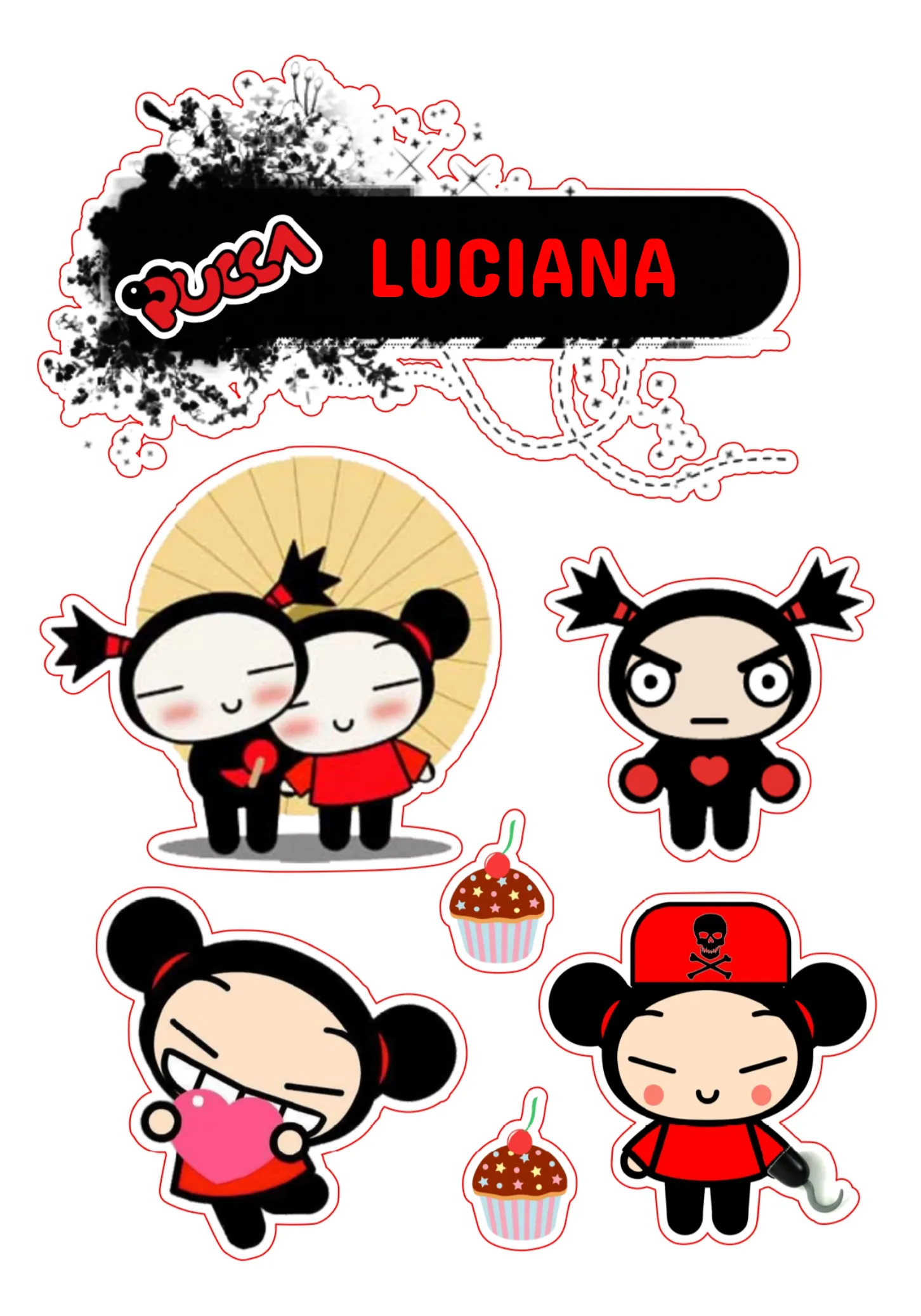 Convite Topo De Bolo Pucca Imprimir editável e personalizável
