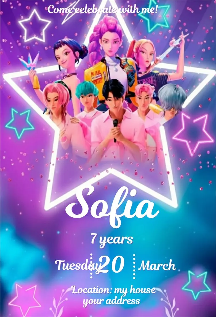 Warriors of Kpop 4 - Kids Birthday Invitation | Convitede