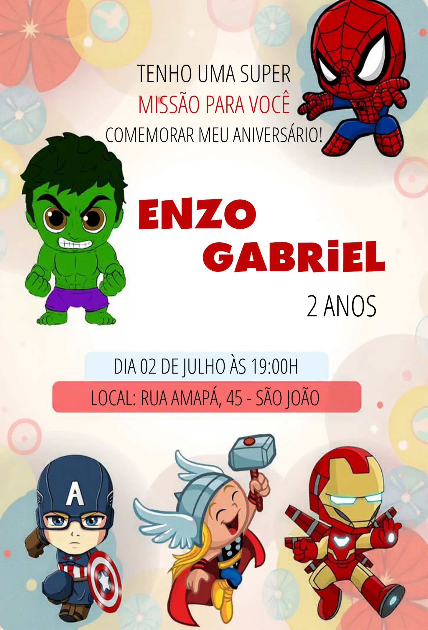 Convite Vingadores Cute Baby Infantil - Mais Pesquisados | Convitede, image size:1452x2135
